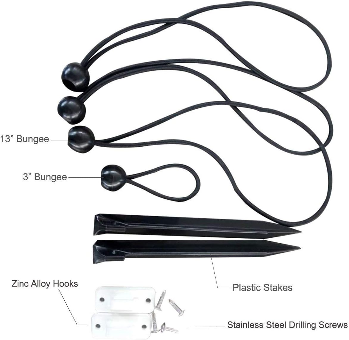 Tentproinc RV Awning Side Sun Shade Net 9'&times;7' Black Complet image number 5