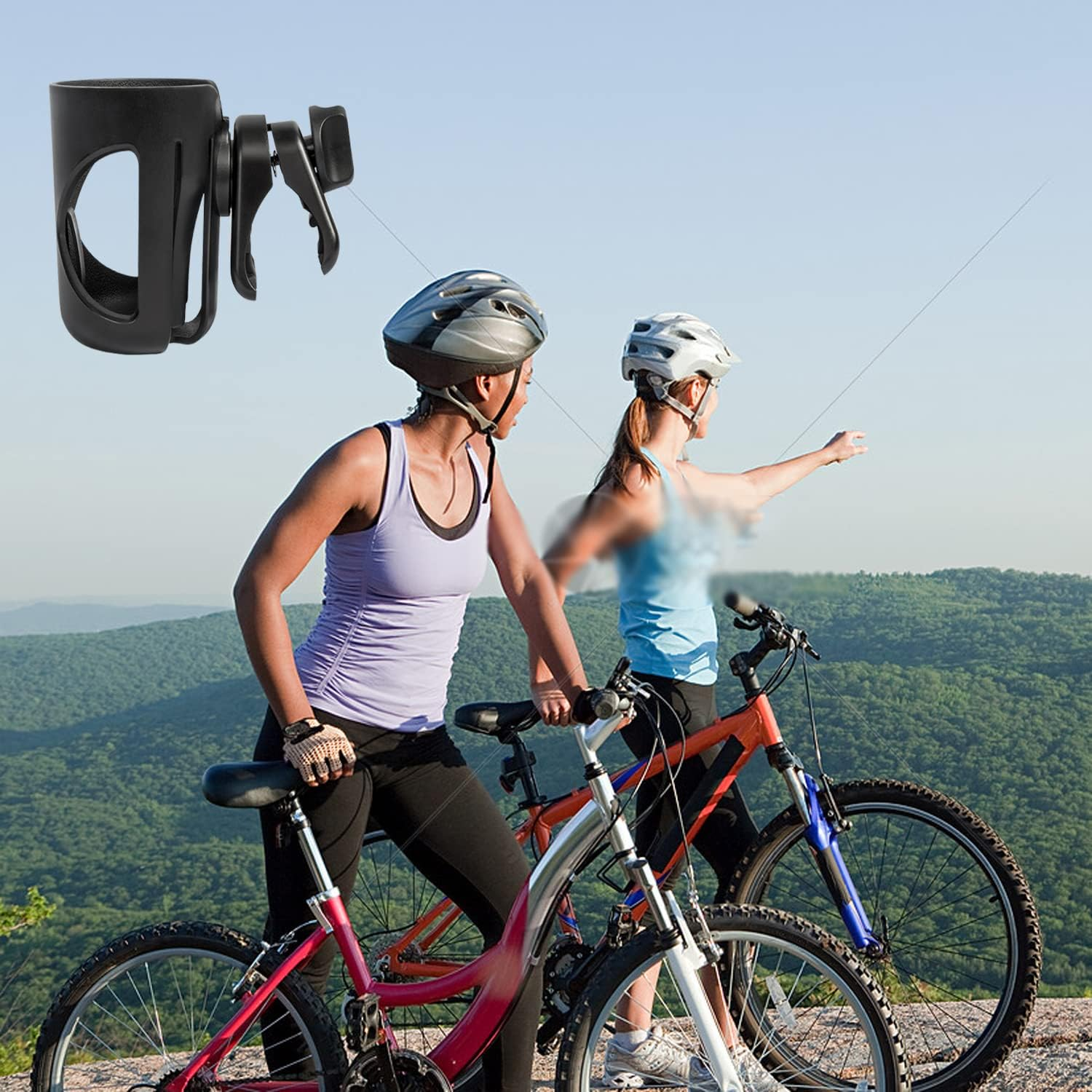 Stroller Cup Holder, 360 Degrees Rotation Bike Cup Holder, Stroller Cup Holder, Large Caliber Designed Cup Holder for Walker, Bike, Wheelchair, Walker, Scooter. (Black) image number 4