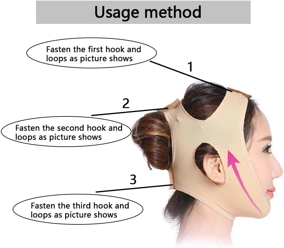 Zueyen 2 X Face-Lifting Mask, V-Line Mask, Double Chin Lifting Belt, V-Line Mask, Painless Face Lifting Bandage to Eliminate Saggy Skin Tightening, Firming Anti-Wrinkle (M) image number 5
