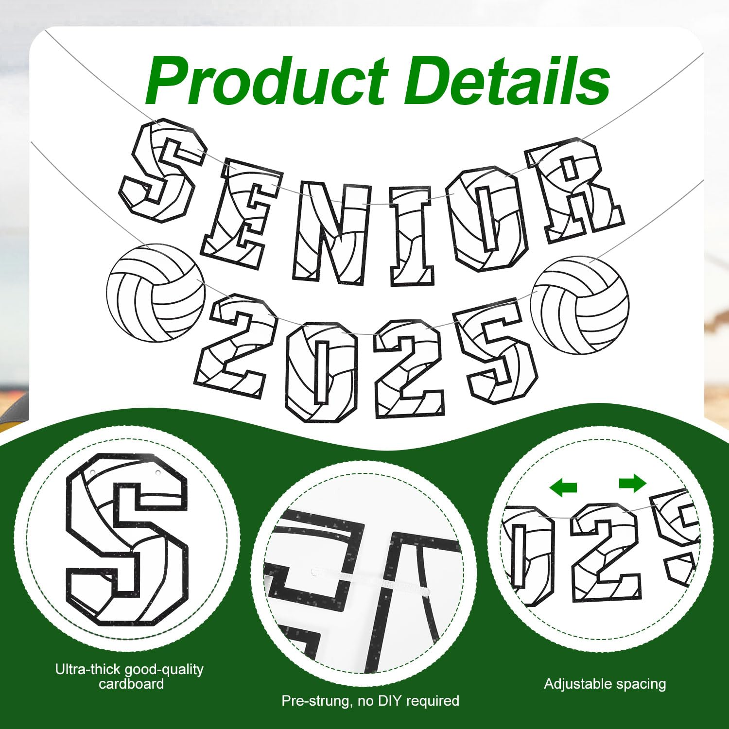 Senior 2025 Volleyball Banner, Volleyball Graduation Party Decoration Volleyball Senior Night Banner for High School College Graduation Sport Theme Party Supplies image number 5