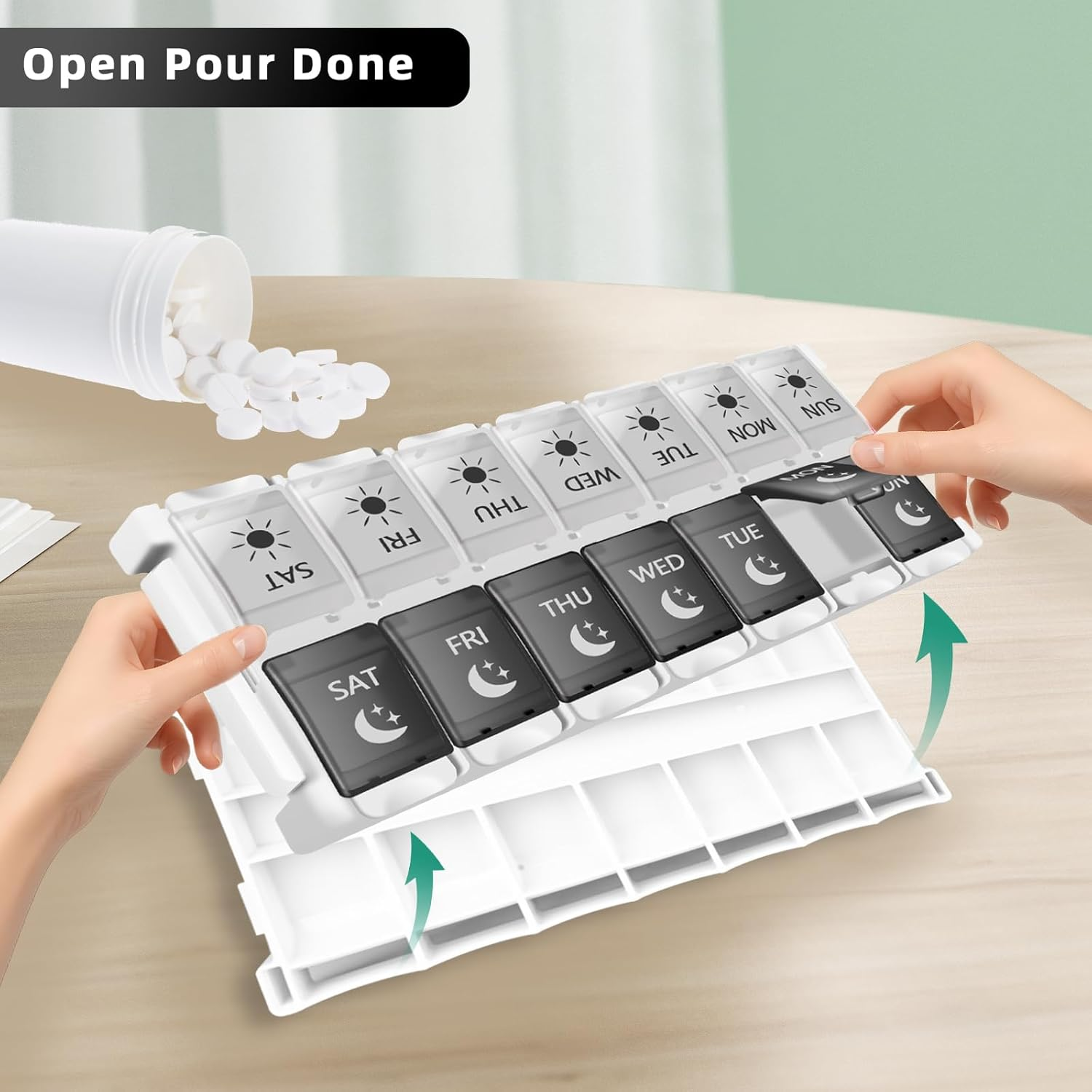 Pill Organizer 2 Times a Day &ndash; Weekly Travel Pill Box with AM PM Compartments &ndash; Portable Medicine Pill Organizer/Container image number 1