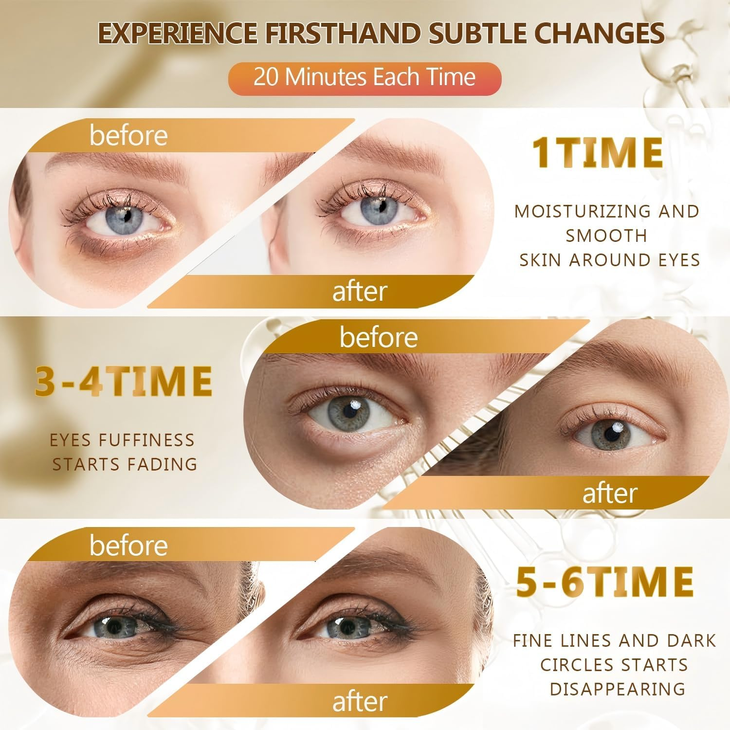 60Pieces/30 Pairs under Eye Patches, Collagen 24K GOLD under Eye Masks, for Puffy Eyes, Dark Circles,Bags and Wrinkles, for Elasticity, Revitalises and Refreshes Your Skin (Gold) image number 5