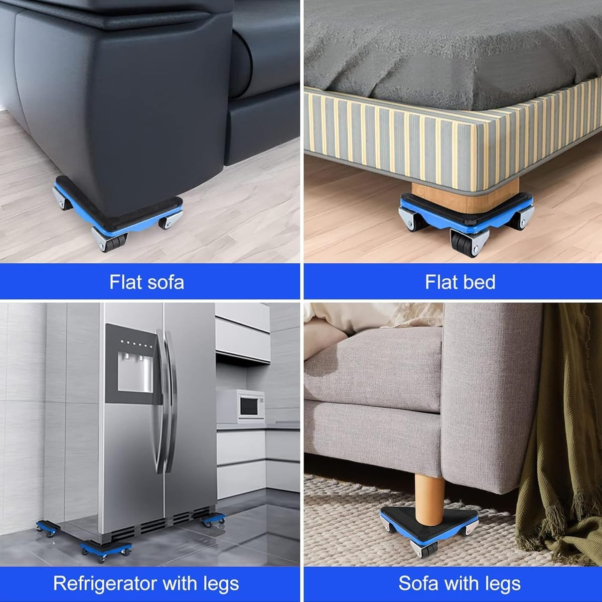 AIMALL 5-Piece Heavy Furniture Lifter and Mover Set with 360&deg; Rotatable Wheels, Easy Lifting and Moving Tool for Home and Office - Red image number 6