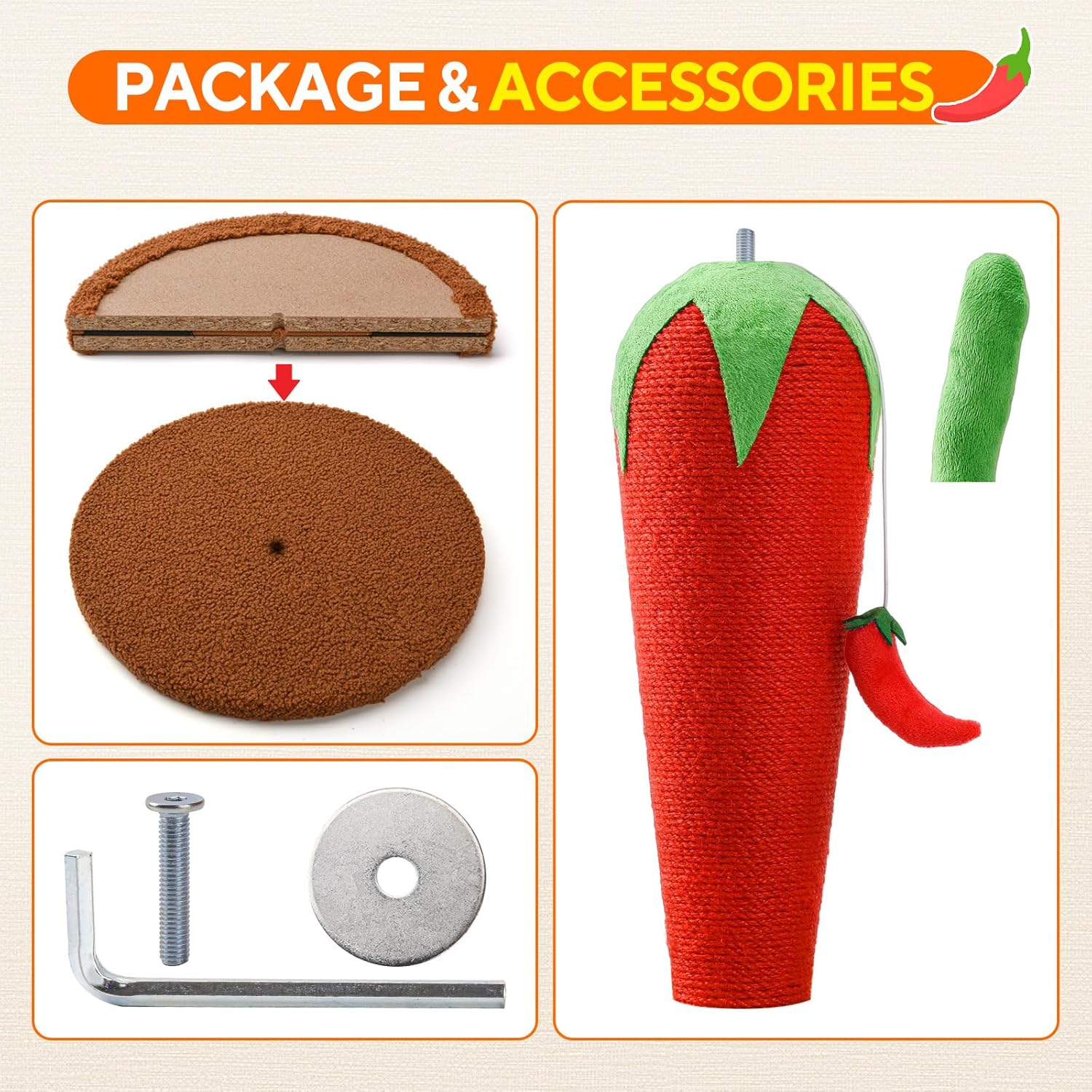 LIFLIX Chill Cat Scratching Post, Cute Sisal Cat Scratcher with Dangling Toy, Scratching Post for Indoor Cats and Kittens image number 5