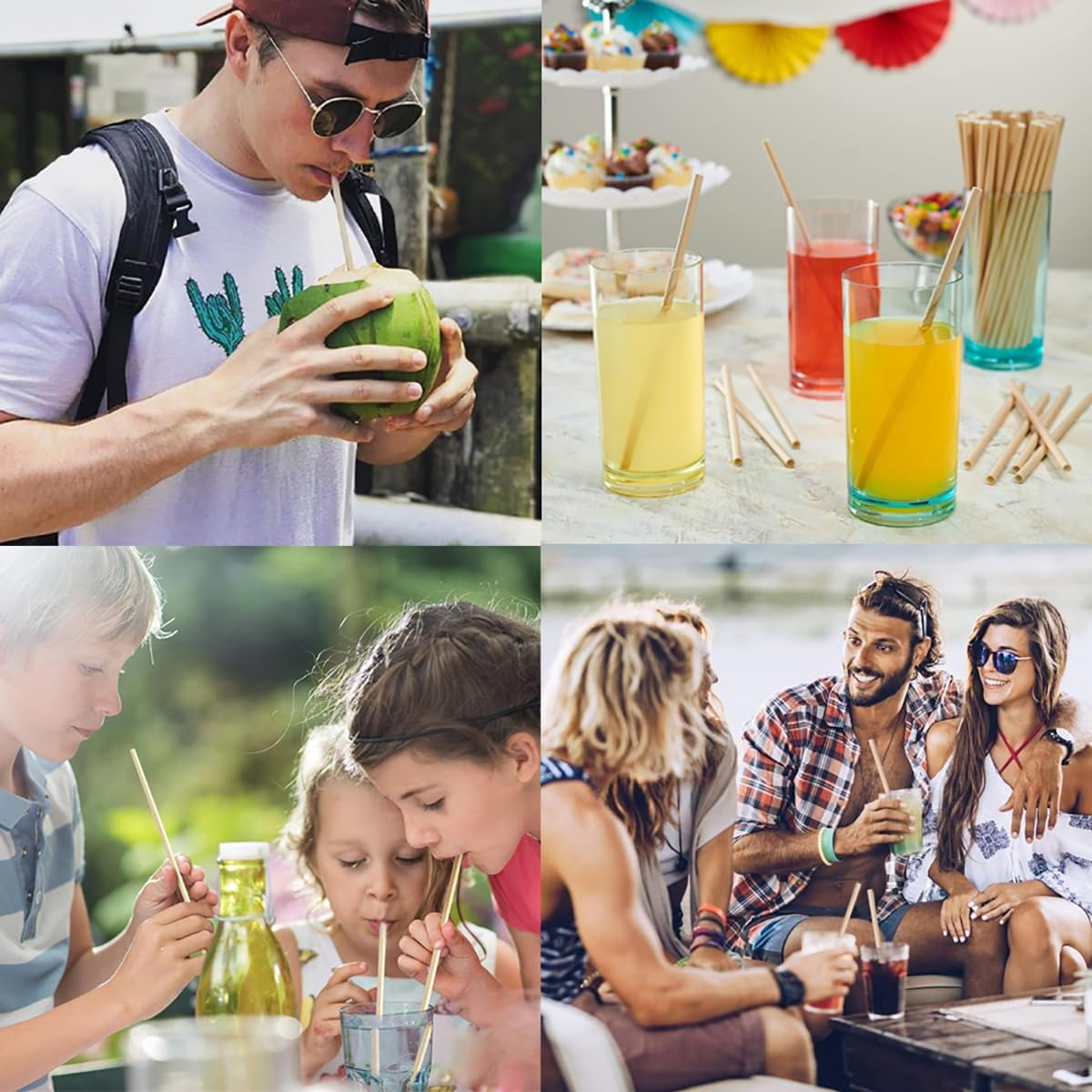 100 PCS Eco-Friendly Paper Straws, Biodegradable - Great for Smoothies, Milk and More - Great for Eco-Friendly Events and Everyday Use - Individually Wrapped (Brown) image number 3