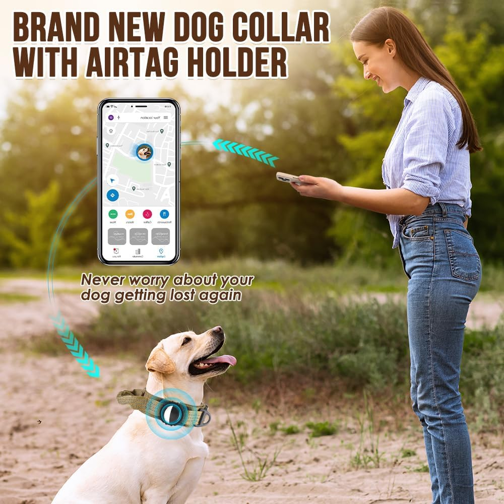 Slowton Tactical Dog Collar with Airtag Holder, Adjustable Nylon Dog Collar with Metal Buckle and Control Handle, Military Thick Dog Collar for Medium Large Dogs image number 4