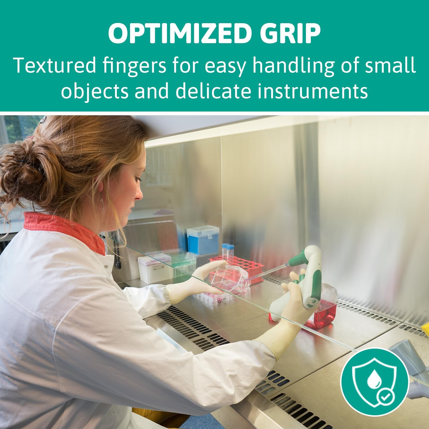 Ansell Touchntuff 69-210, Disposable Gloves with Textured Fingertips, Industrial Safe Latex Gloves, Powder Free Certified Food Gloves, Multipurpose Work Gloves, White Latex Gloves Medium, 100 Gloves image number 4