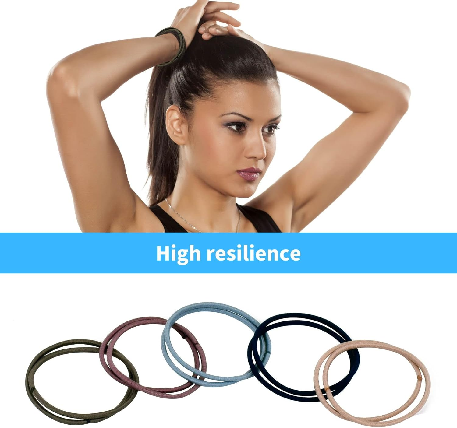 50 Pcs Elastic Hair Ties, Hair Accessories, Elastic Hair Bands Ponytail Holders, Hair Bobbles Hair Bands for Girls, Women, Kids (Dark Blue) image number 3