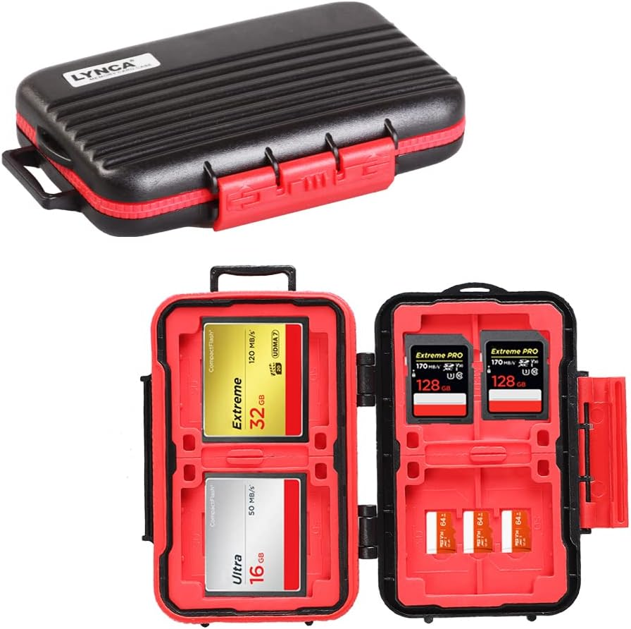 Water-Resistant & Anti-Shock Memory Card Case - Holds 24 Cards: 8 SD/SDXC/SDHC, 4 CF, 12 Micro SD/SDXC/SDHC TF (Orange)