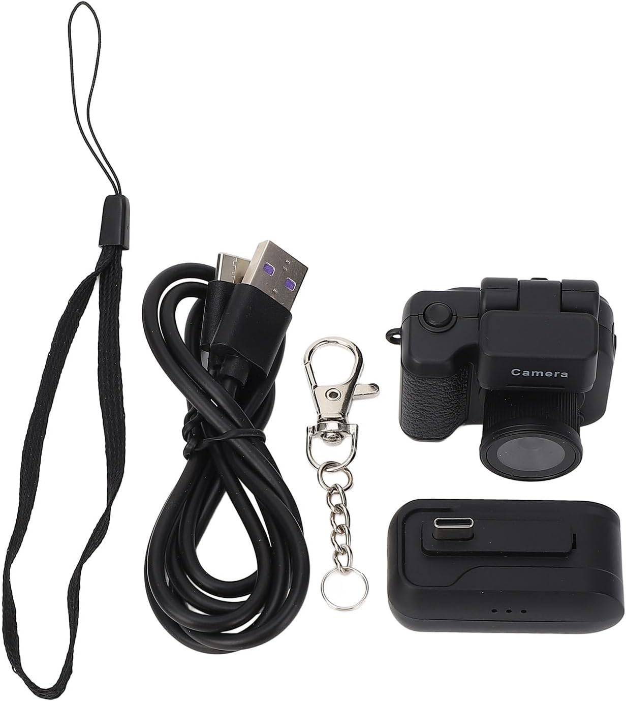 Mini Keychain Camera, 1080P 2MP Small Thumb Sized Camera Keychain with Charger Station, Tiny Video Camcorder, with LED Flash image number 4