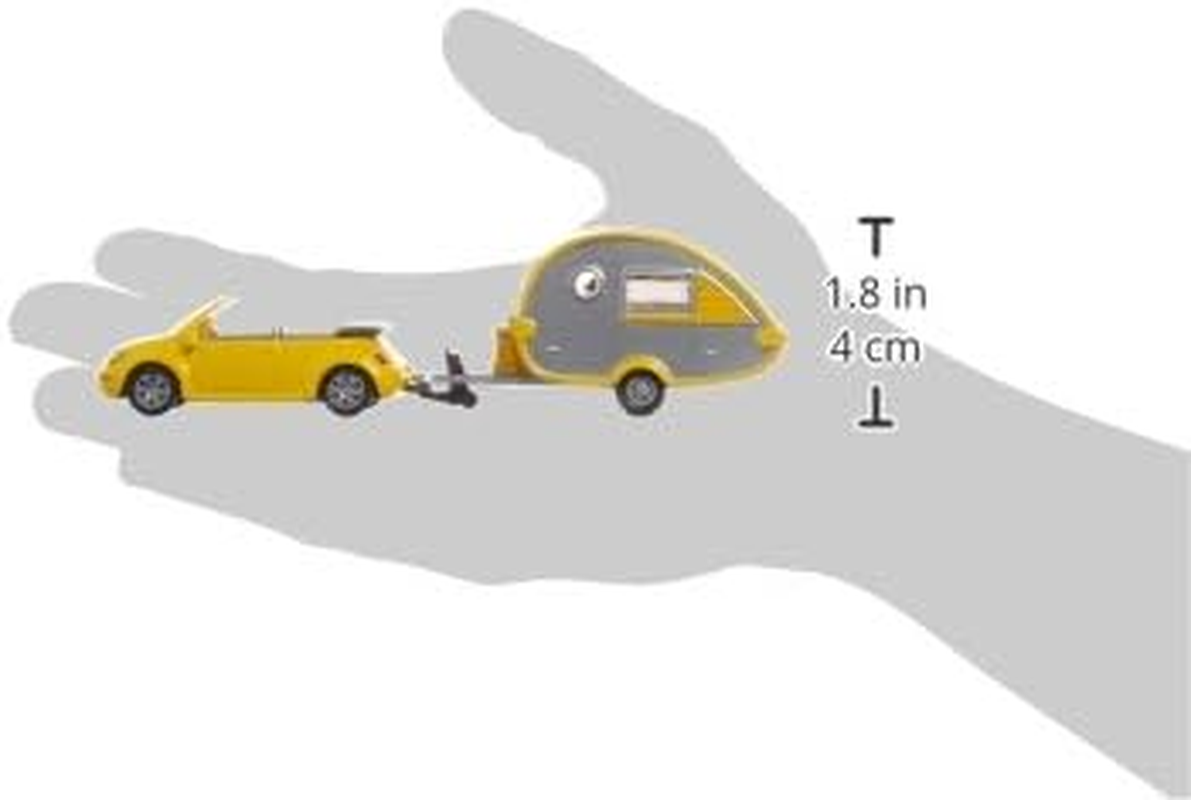 Siku 1629 Volkswagen VW Beetle Cabriolet with Caravan &ndash; 1:55 Scale Diecast Metal Model Car & Trailer, Premium Collectible Toy Vehicle image number 1