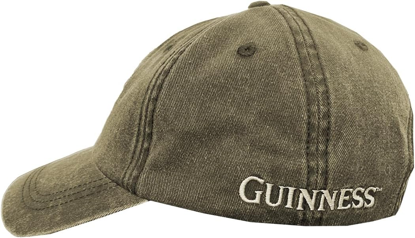CARROLLS IRISH GIFTS Traditional Craft Ireland Guinness Harp Washed Baseball Cap for Men, Bottle Green, One Size