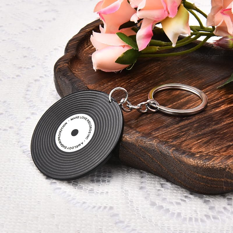 Vinyl Record Player Music Keychain Gifts for Music Lover Christmas Birthday Gifts Black Phonograph Disk Key Ring for Musicians DJ Musical Gift Keepsake Party Favors image number 4
