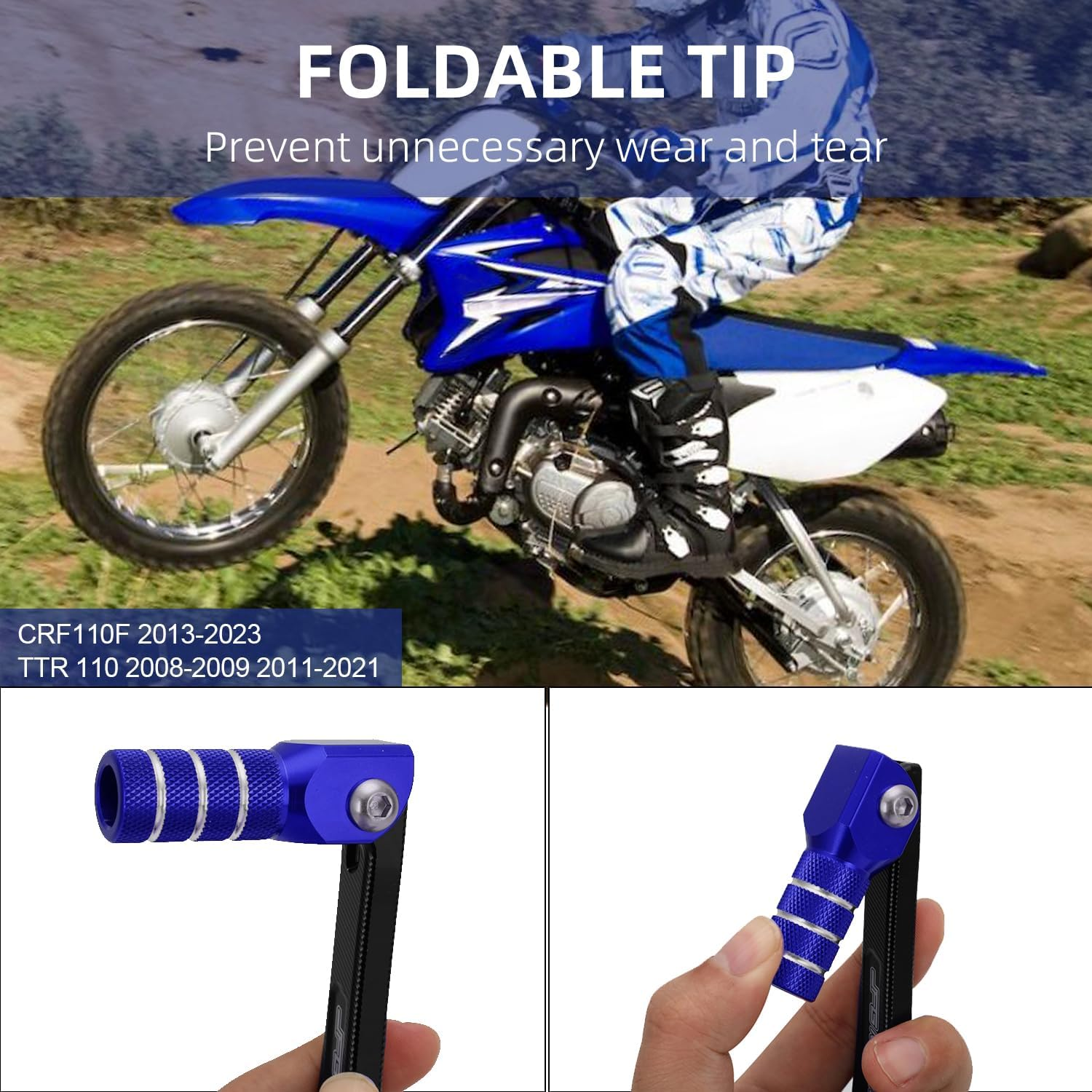 JFG RACING Motorcycle Gear Shifter Shift Lever Folding Tip CNC for TTR 110 08-09 11-21 CRF 110 CRF110F 2013-2023 Blue image number 5