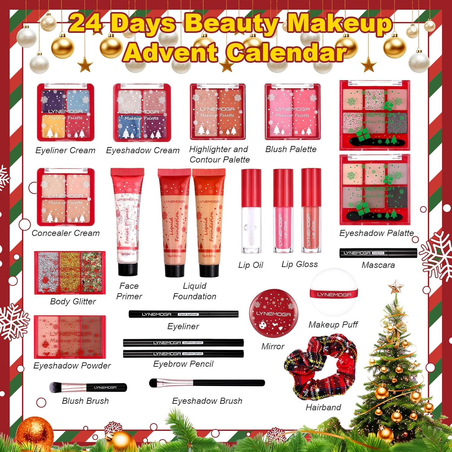 Makeup Advent Calendar 2025 Women Teen Girls,24 Days Christmas Beauty Make up Sets for Party Festival, Advent Beauty Calendar 2025 Cosmetics Holiday Surprise Make up Kits for Women Full Kit