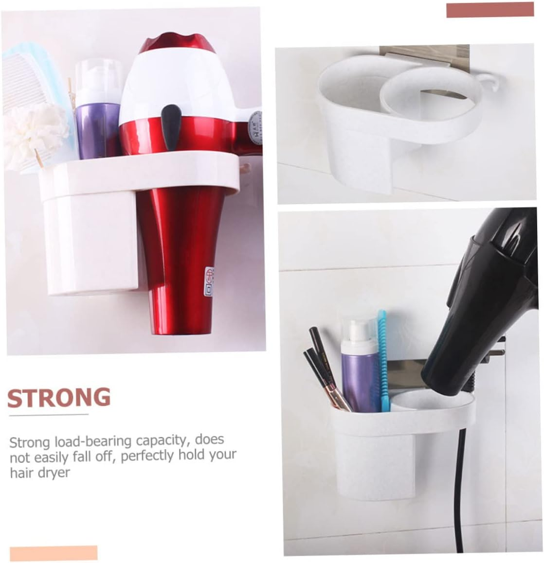 BIUDECO Bathroom Blow Dryer Holder Wall Mounted Hair Dryer Rack Storage Holder