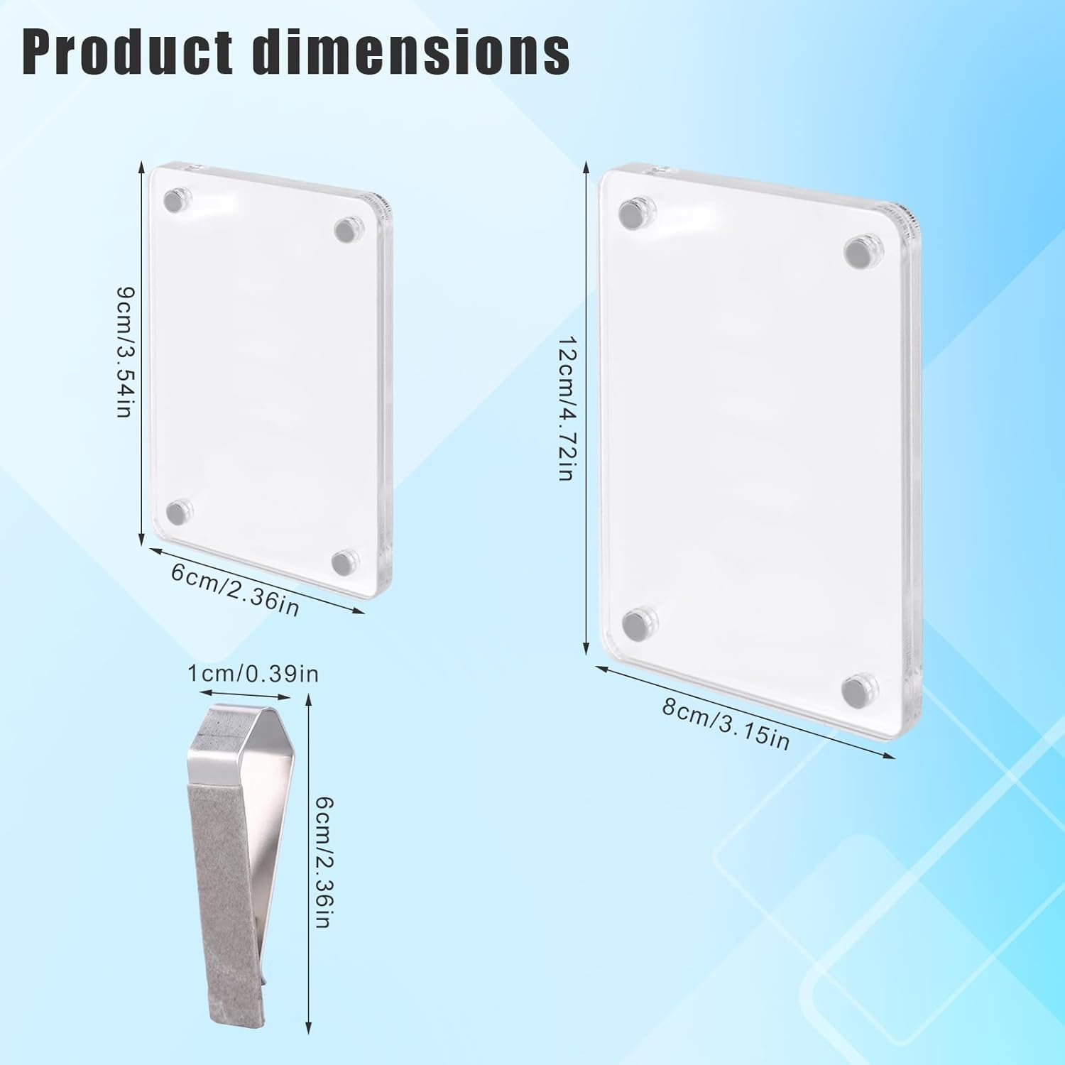 2Pcs Car Picture Holder, Clear Acrylic Magnetic Car Visor Photo Clip Personalized 3" & 4" Size Picture Frame for Sunshade Vent Dad Mother Kid Pet image number 6