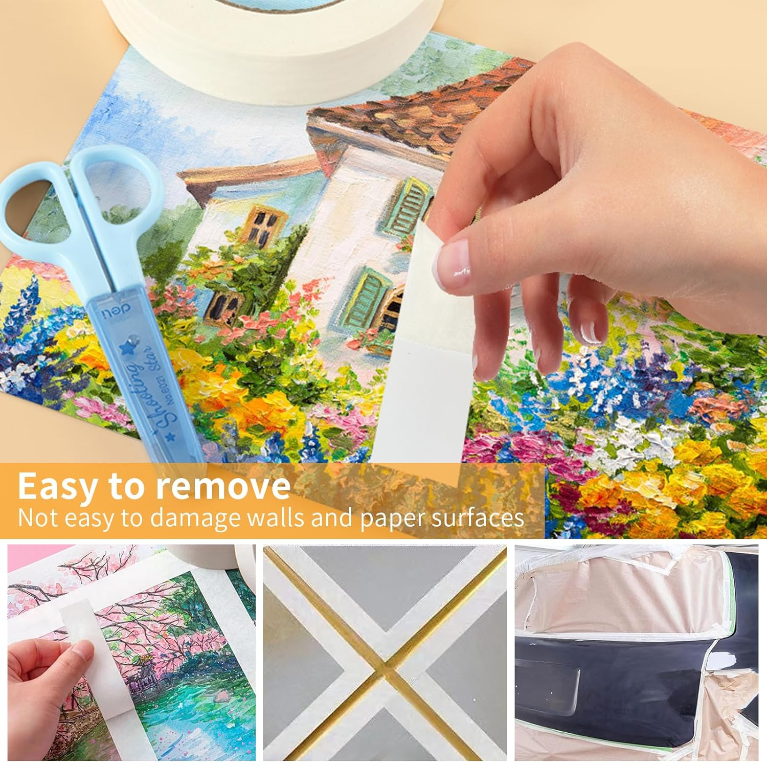 6 Rolls Masking Tapes, 24Mmx20M per Roll, Multi-Use Strong Adhesive Water-Resistant Backing Cloth Duct Tape, Writable, Tearable, No Residue, Patch & Seal Tape for Arts Crafts Home Repair Decorative