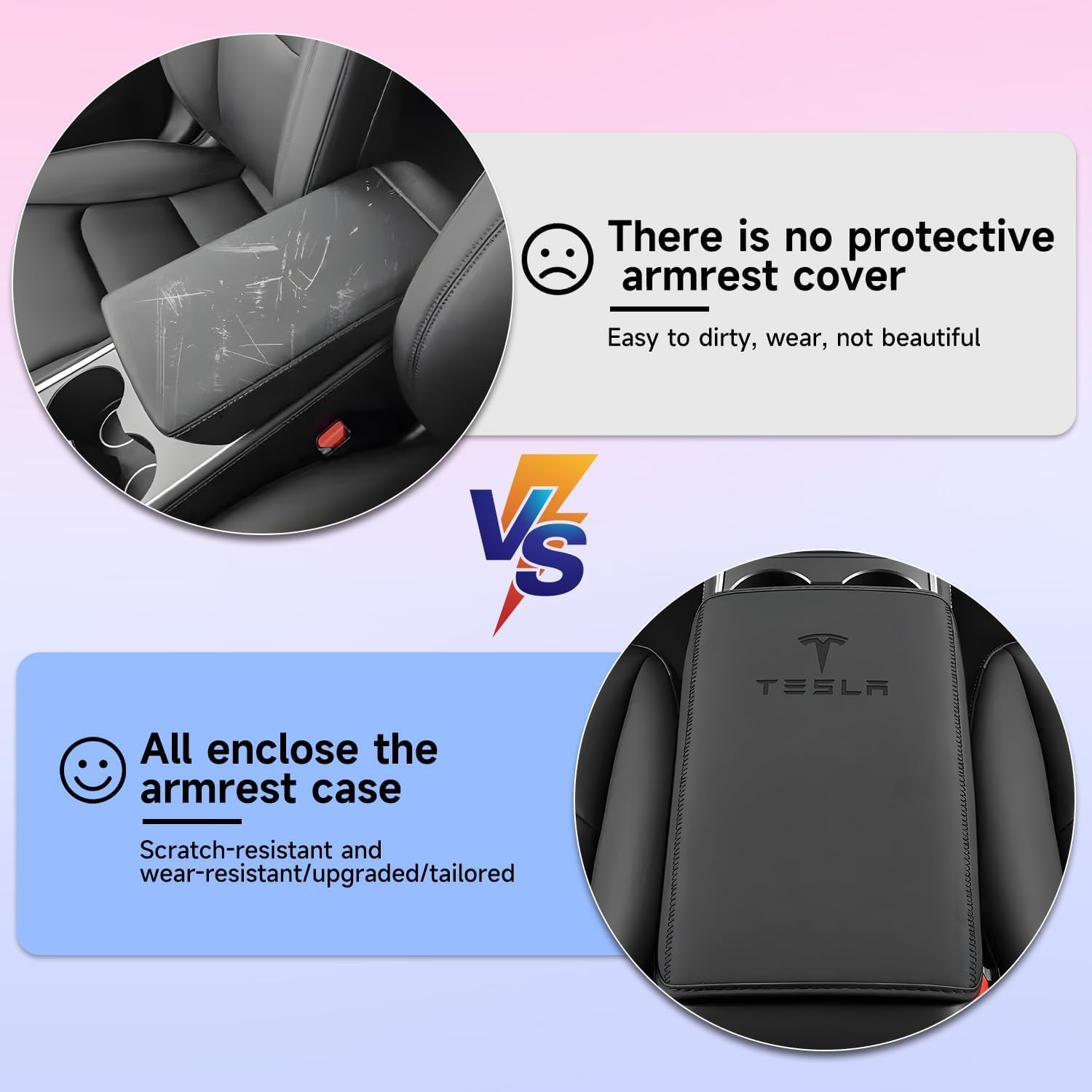 Armrest Cover Compatible for Tesla Model 3/Y Center Console Armrest Cover - Interior Accessories Leather Center Console Protector Pad for Model 3 2017-2024 or Model Y 2020-2024 (White) image number 3