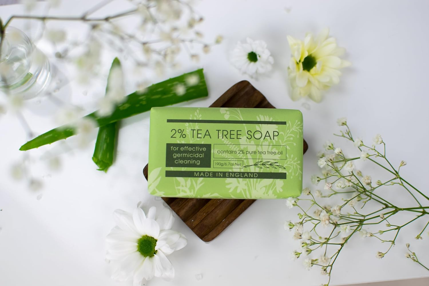 The English Soap Company Take Care Wrapped Soap Bar, 2% Tea Tree Soap Bar, Moisturising and Soothing Soap Bar Soap Bar for Hands and Body, Tea Tree Scent 190G image number 2