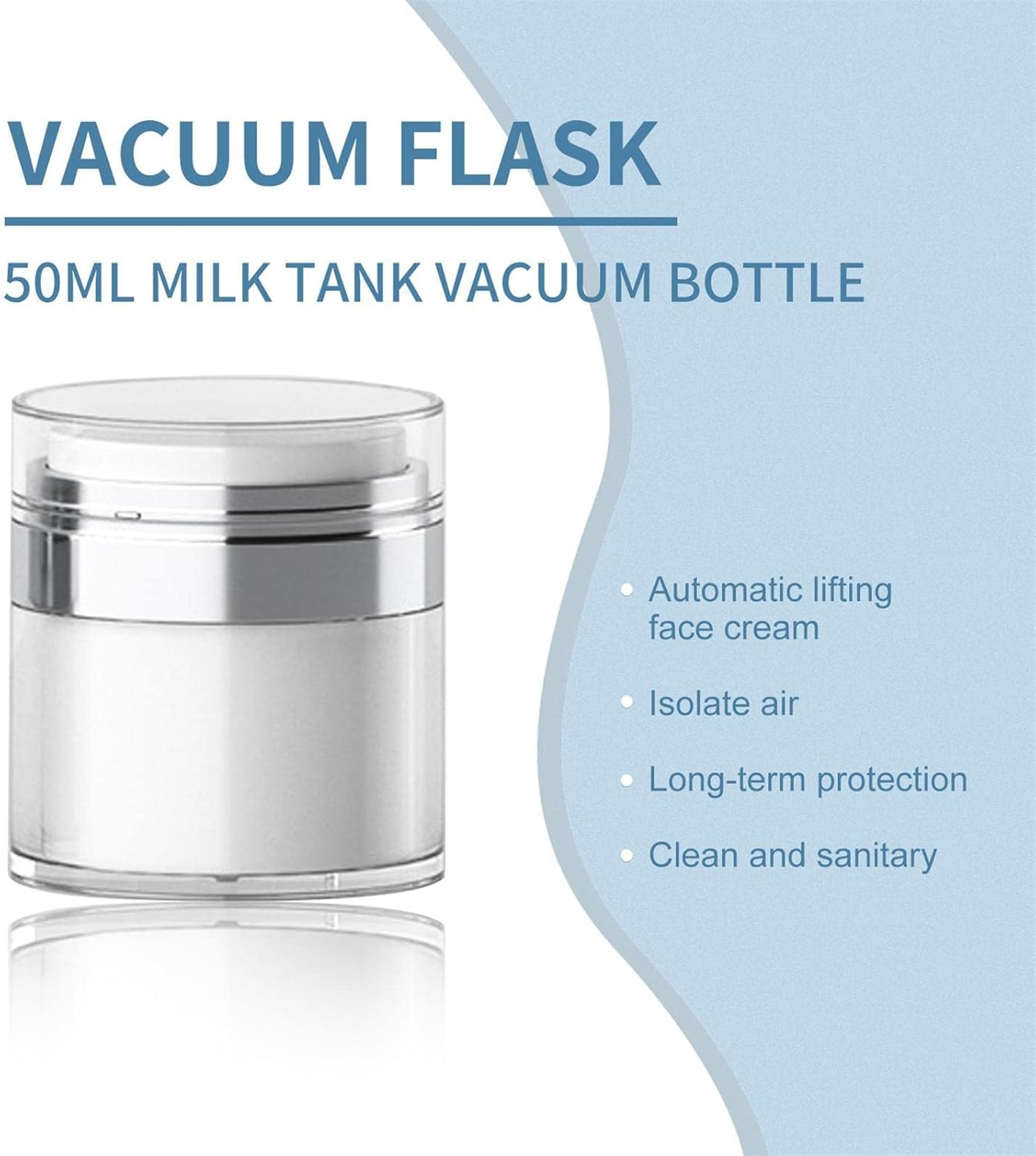 Pump Bottle Dispenser | Airless Pump Jar | Moisturiser Pump Dispenser Airless Pump Bottle | 15/30/50Ml Refillable Portable Cosmetic Container