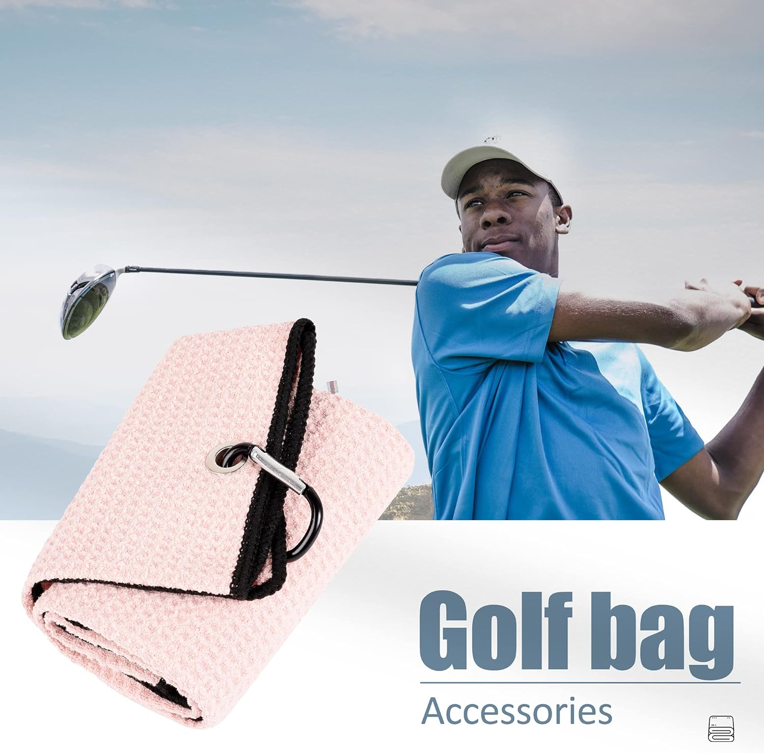 Mile High Life Tri-Fold Golf Towel | Premium Microfiber Fabric | Waffle Pattern | Heavy Duty Carabiner Clip | 14 Color Options