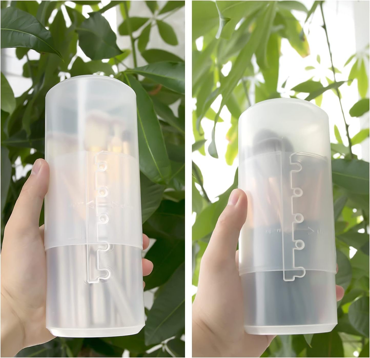 OCHEAL Retractable Makeup Brush Holders, Brushes Organizer Plastic Clear Travel Makeup Brush Case Brushes Container Cup Dustproof Storage for Women and Girls Makeup Artist