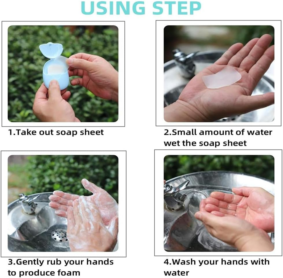 Portable Travel Soap Paper Sheets, 6 Boxes 300 Sheets Mini Disposable Paper Soap Sheets,Travel Soap Paper Sheets Disposable Soap Paper,Disposable Paper Soap Sheets Hand Washing Bath Scented Paper Soap image number 1