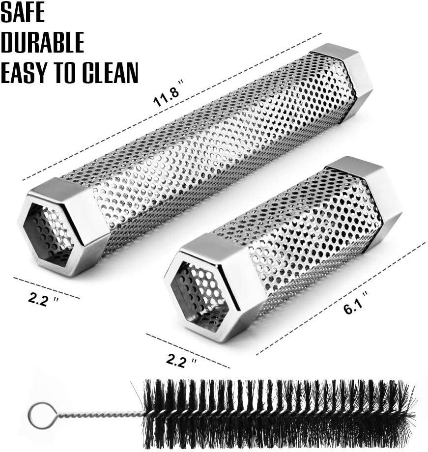 BEWAVE Pellet Smoker Tube for All Grill Electric Gas Charcoal or Smokers Hot/Cold Smoking, Free Tube Brush, 15CM&30CM image number 2