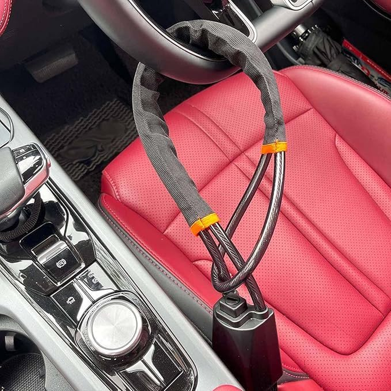 Car Steering Wheel Lock with 3 Keys &ndash; Anti-Theft Device &ndash; Universal Fit for Most Cars, Suvs & Vans &ndash; Adjustable Seat Belt Buckle Lock &ndash; High Security Vehicle Protection, Durable Car Accessory (Black) image number 5