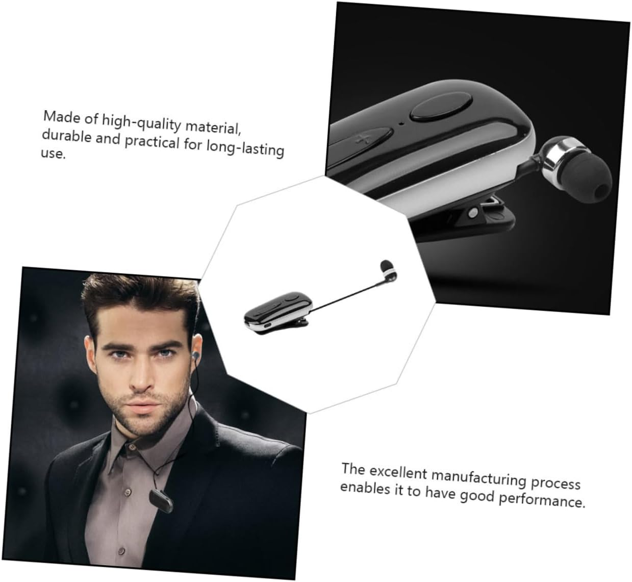 Housoutil Wireless Headset Retractable Clip-Earbuds Wireless Earbuds for Sports Running Fitness Exercise Neckband Design image number 6