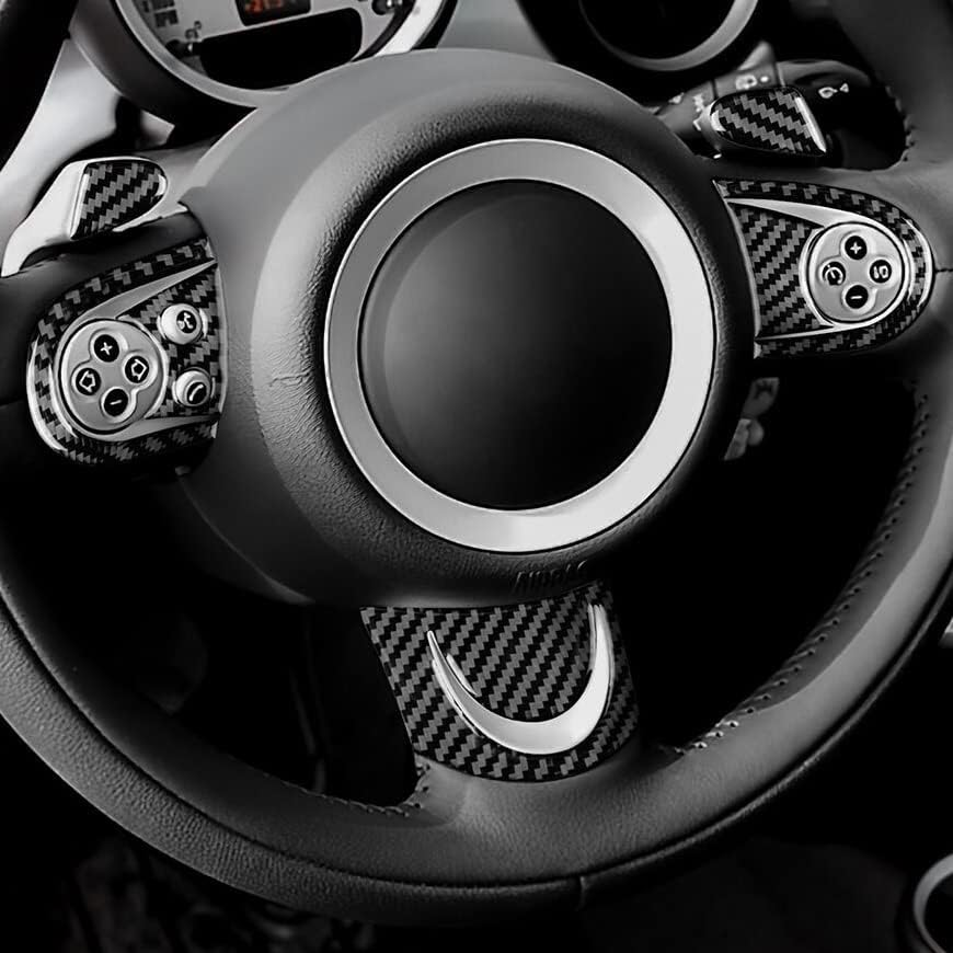CYPHE AMBERMILE Carbon Fiber Fit for Mini Cooper Hardtop R56 Clubman R55 R57 Accessories Interior Car Steering Wheel Button Cover Sticker (Color : Black) image number 6