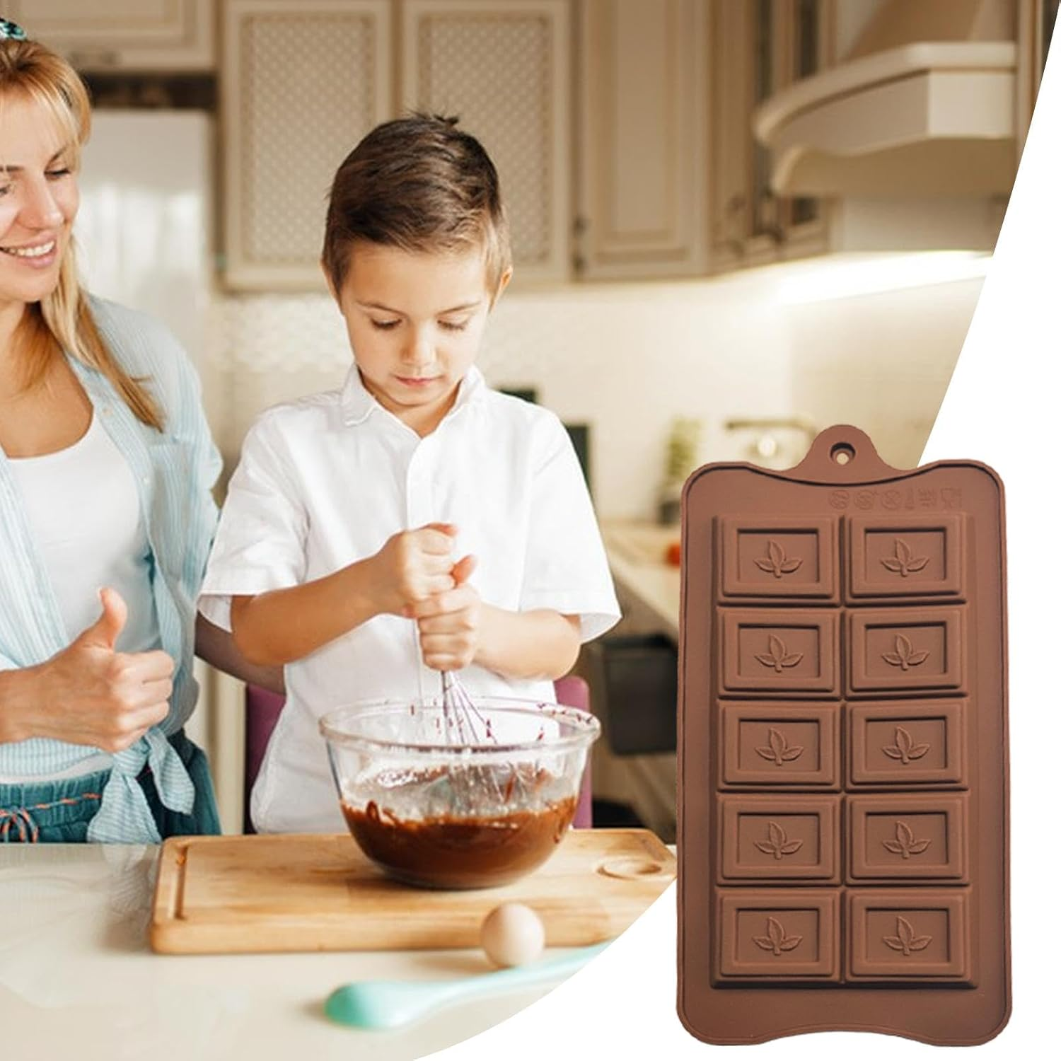 Chocolate Mold - 10 Cavities Mold | Chocolate Molds Reusable Non-Stick Square Molds for Halloween Christmas New Year image number 1