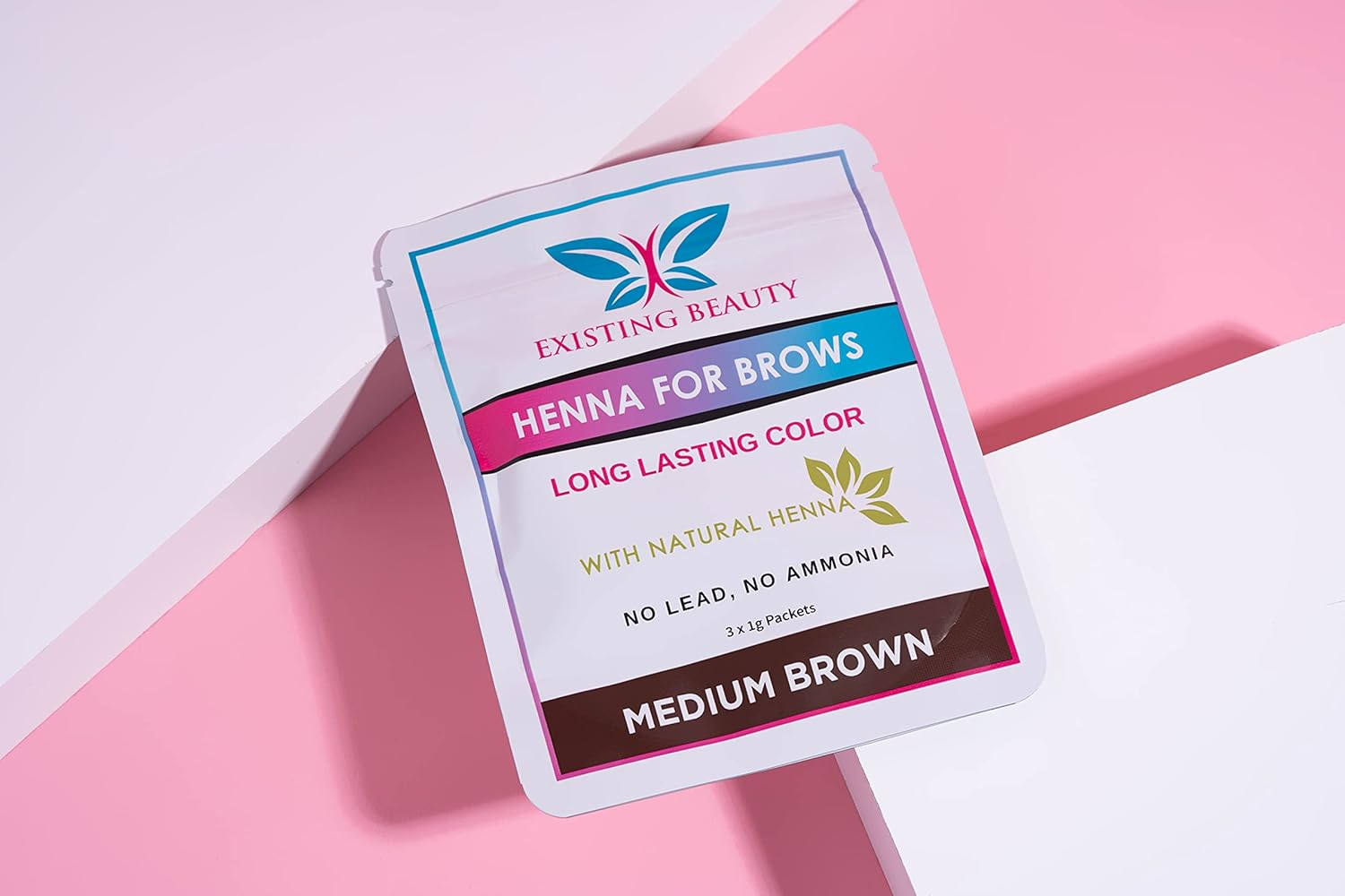 (Medium Brown) - Existing Beauty Medium Brown Eyebrow Henna for Eyebrow Colour- Professional Henna Brow Tint Kit Including Use Instructions and Mixing Bowl 3X 1G Packets Brow Dye image number 2
