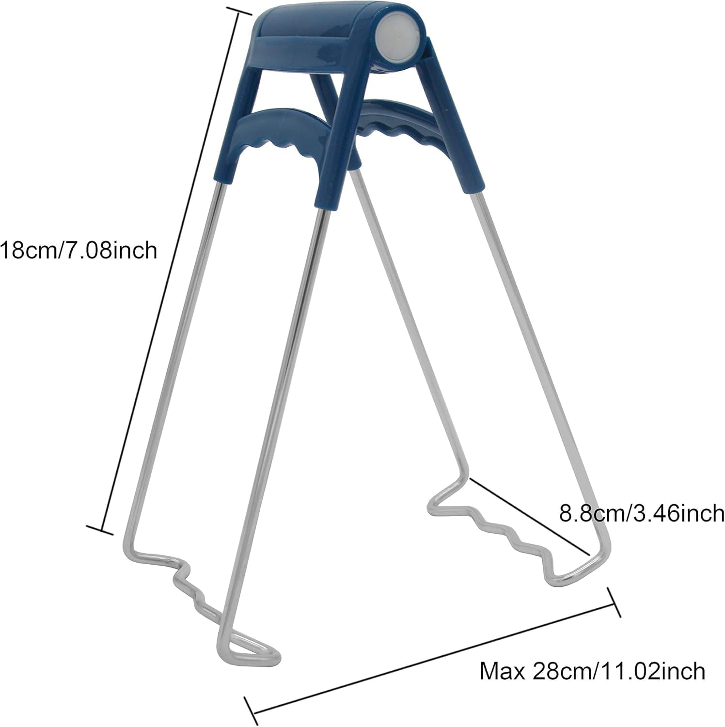 Hot Plate Gripper,Stainless Steel Bowl Clip,Kitchen Tongs Bowl Dish Pan Clip Anti-Scalding 3-Pack (Navy-Blue) image number 4