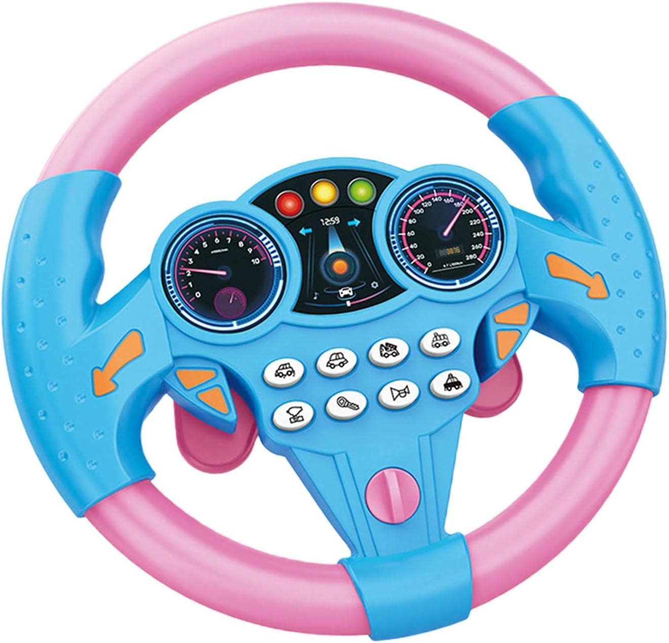 Steering Wheel Toy, Kids Driving Simulator Toy, Musical Funny Interactive Electric Learning Wheel Toy for Interaction, Role Play, Blue (Blue) - Blue image number 2