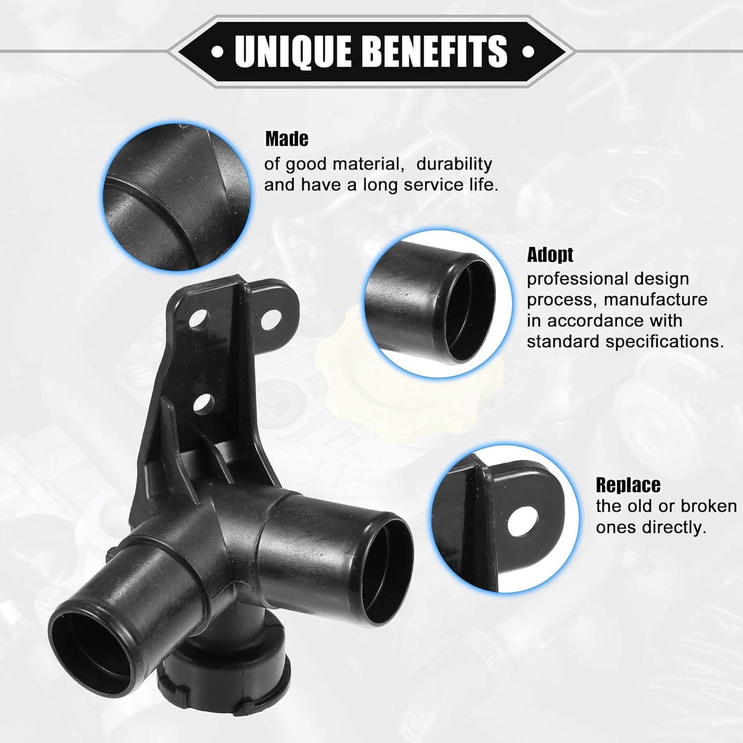 X AUTOHAUX Engine Radiator Coolant Filler Neck Compatible for Hyundai Accent 2012-2017, Durable Plastic Black Inner Plastic image number 4