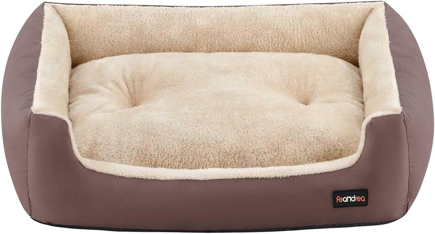 Feandrea Large Washable Dog Sofa Bed - Soft, Cosy Grey, Removable Reversible Cushion, 85 X 65 X 21 Cm, Dark Grey PGW004G01