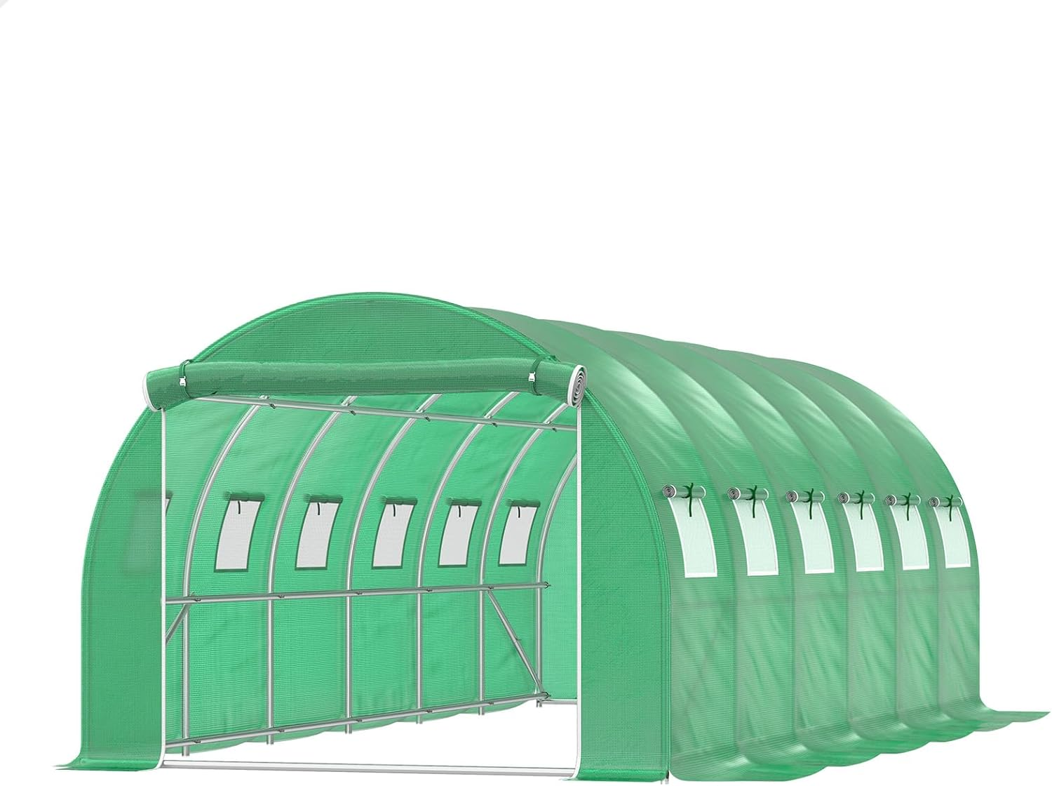 ALFORDSON Walk-In Tunnel Greenhouse with Sturdy Steel Frame, Green House Grow Tent with Insect-Proof Mesh Windows, PE Cover & Zip Roll-Up Doors for Plants & Flowers, 6X3X2M image number 3