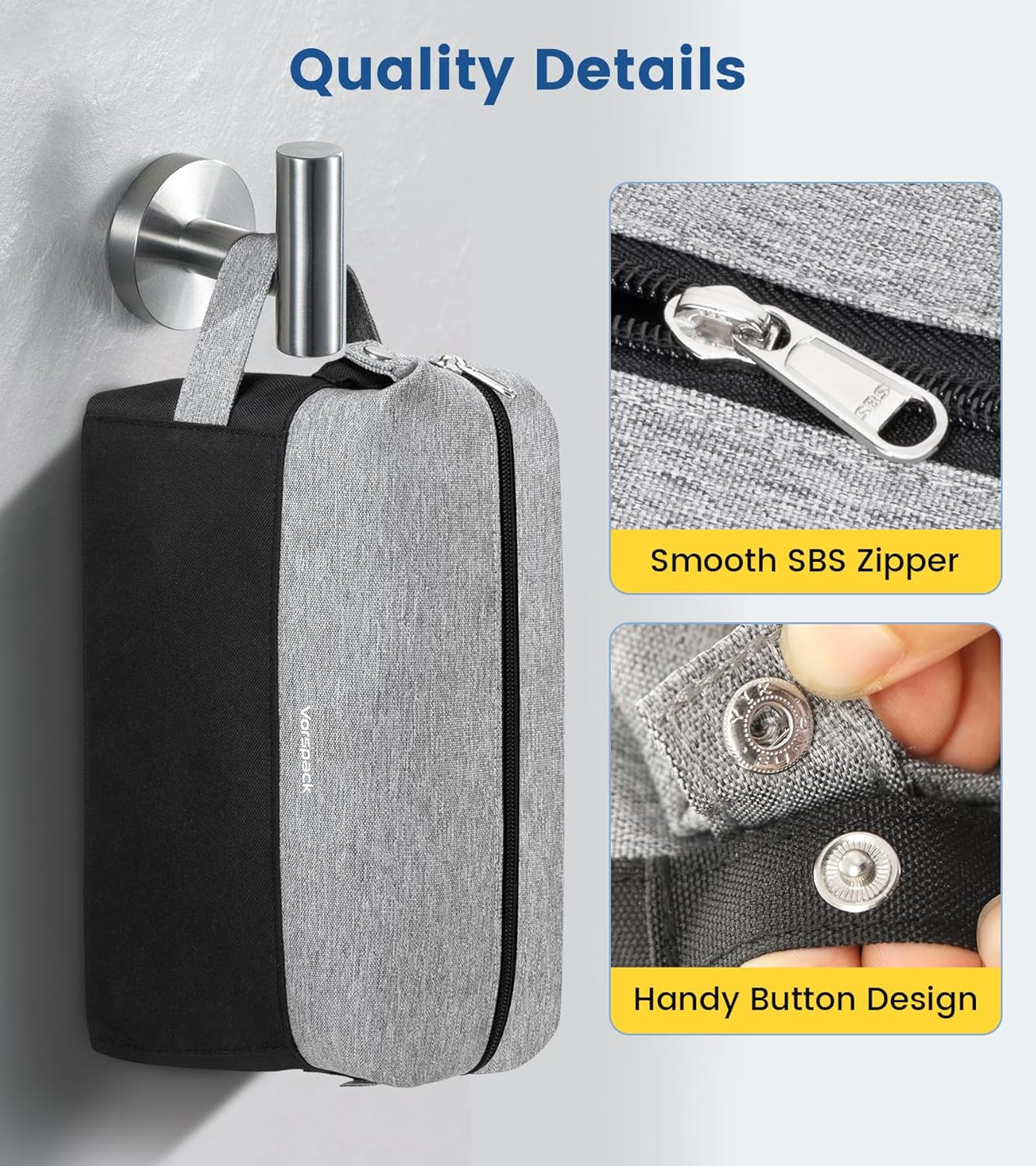 Vorspack Travel Toiletry Bag for Men - Lightweight Mens Toiletry Travel Bag Water Resistant Dopp Kit Shaving Bag, Black, Large image number 3