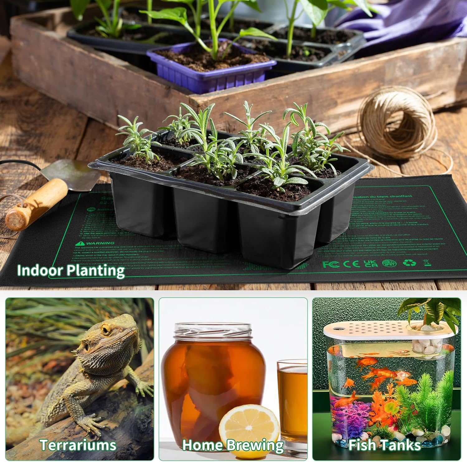 Seedling Heat Mat Durable Waterproof Plant Heating Pad 10"X 20.75" for Germination, Indoor Gardening, Greenhouse image number 3