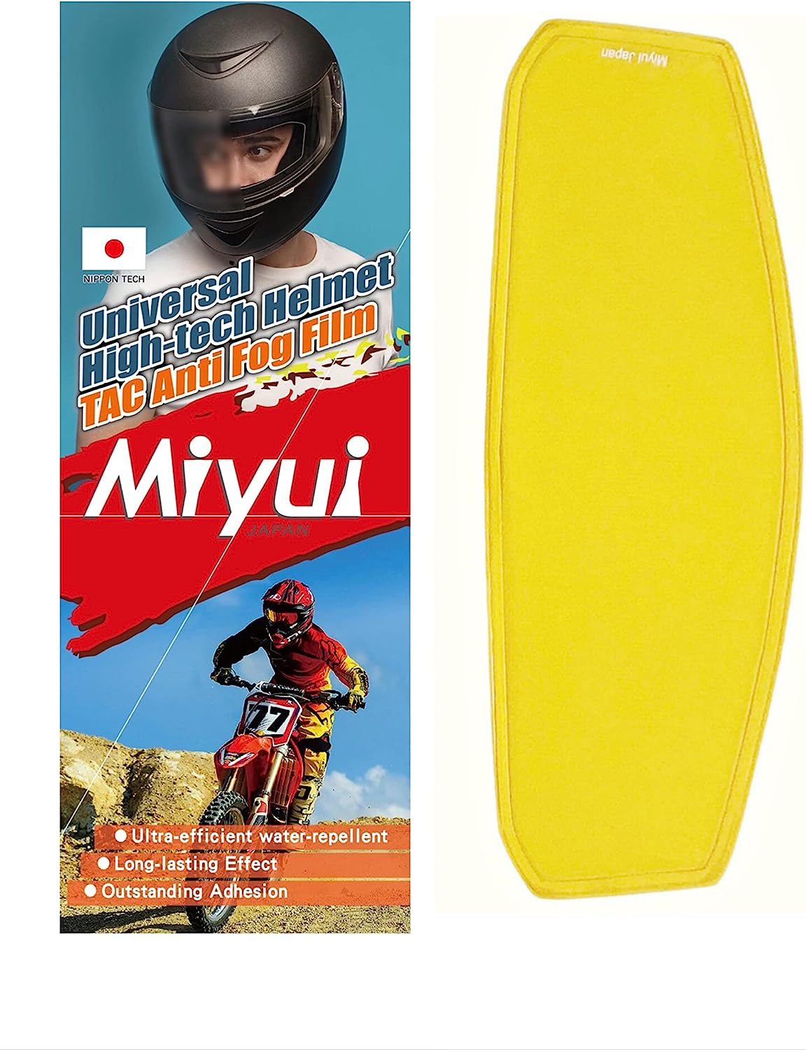 MIYUI JAPAN Universal Motorcycle Helmet Shield Anti-Fog Film Yellow Night Vision Visor Lens Insert Fog Proof 9.7 Cm X 25.5 Cm image number 5