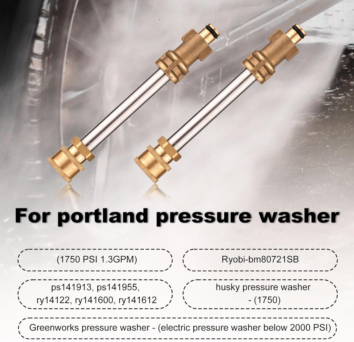 PEUTIER 2Pcs Pressure Washer Gun Adapter, 6 Inch High Pressure Cleaning Gun Nozzle Quick-Connect Pressure Washer Replacement Compatible with Portland 1750, Ryobi, Greenworks, Husky Pressure Washer