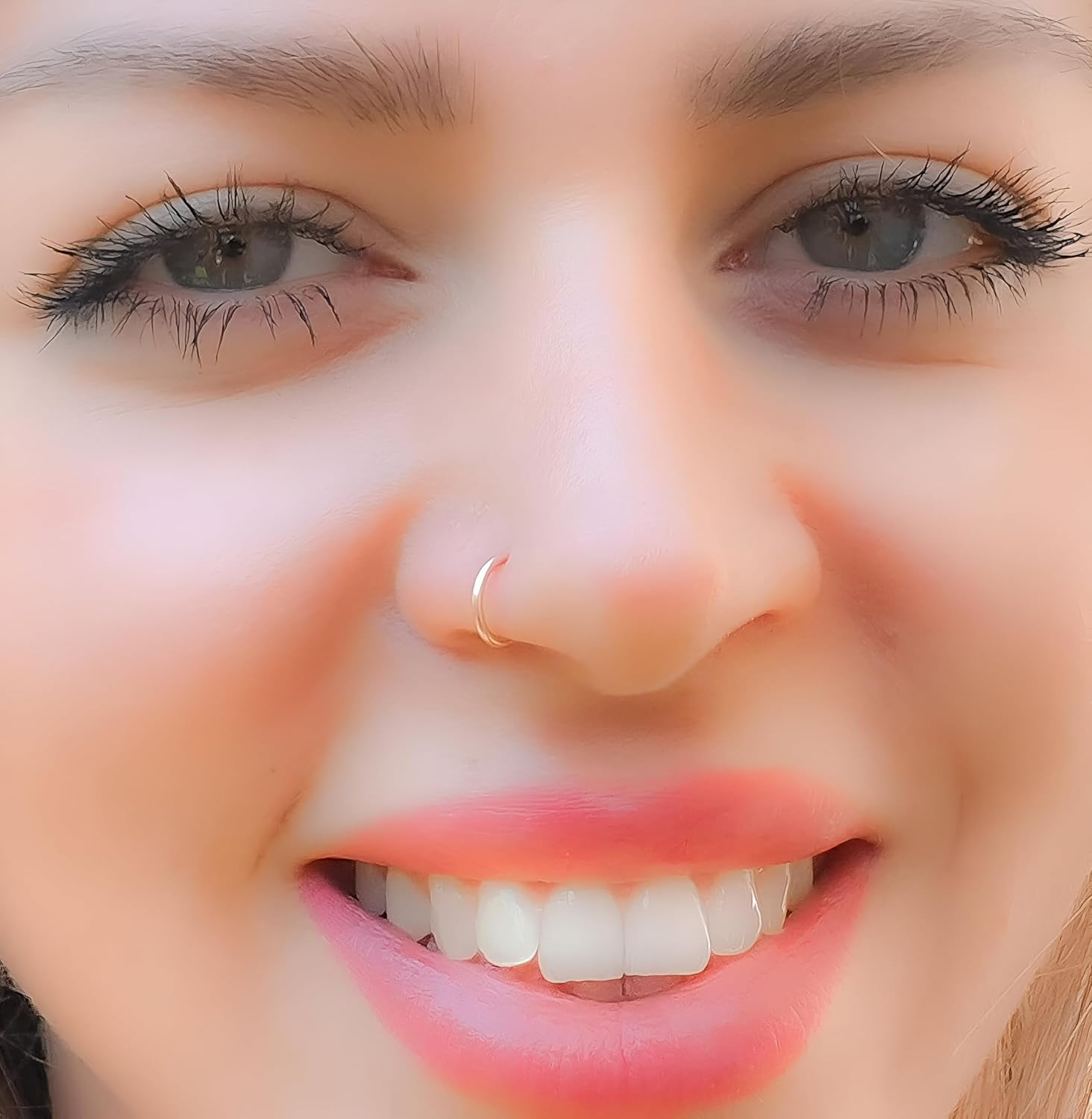 20G Stainless Steel Fake Nose Ring Hoop - Seamless Open Faux Nose Hoop - 6Mm 10Mm Diameter - Hypoallergenic and Durable image number 1