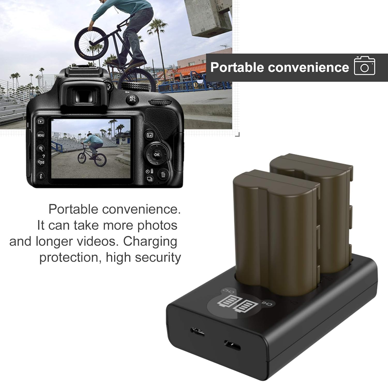 BP-511 BP-511A Battery (2 Pack) and Dual USB Charger Kit for Canon EOS BP-511 BP-511A 5D 50D 40D 20D 30D 10D Digital Rebel 1D D60 300D D30 Kiss Powershot G5 Pro 1 G2 G3 G6 G1 Pro90 image number 1