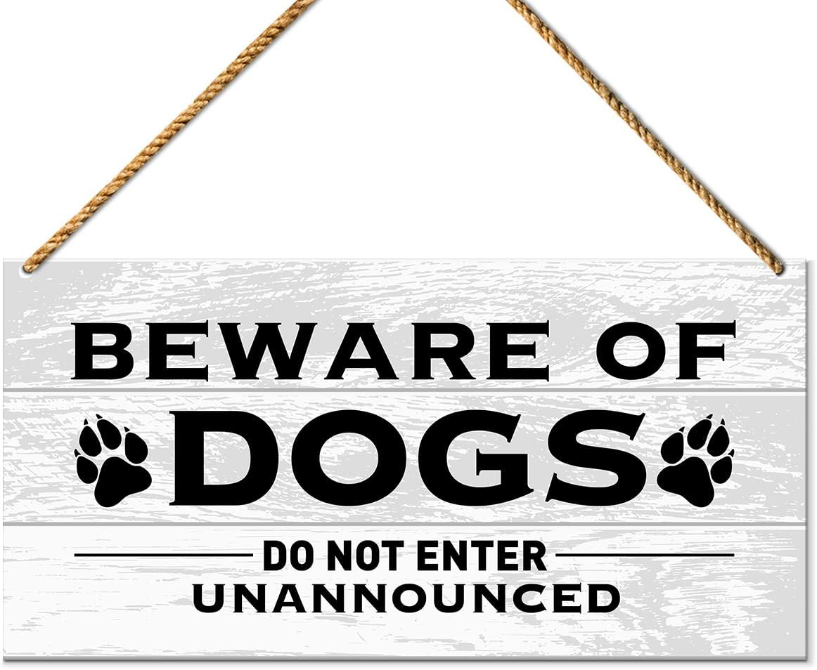 Dog Warning Sign, Please Do Not Knock Protective Dogs, Beware of Dog Sign for Home Front Door Decor, No Soliciting Dog Warning Sign for Gate Fence Yard Home Decoration, Dog Dad Mom Lover Owner Gifts