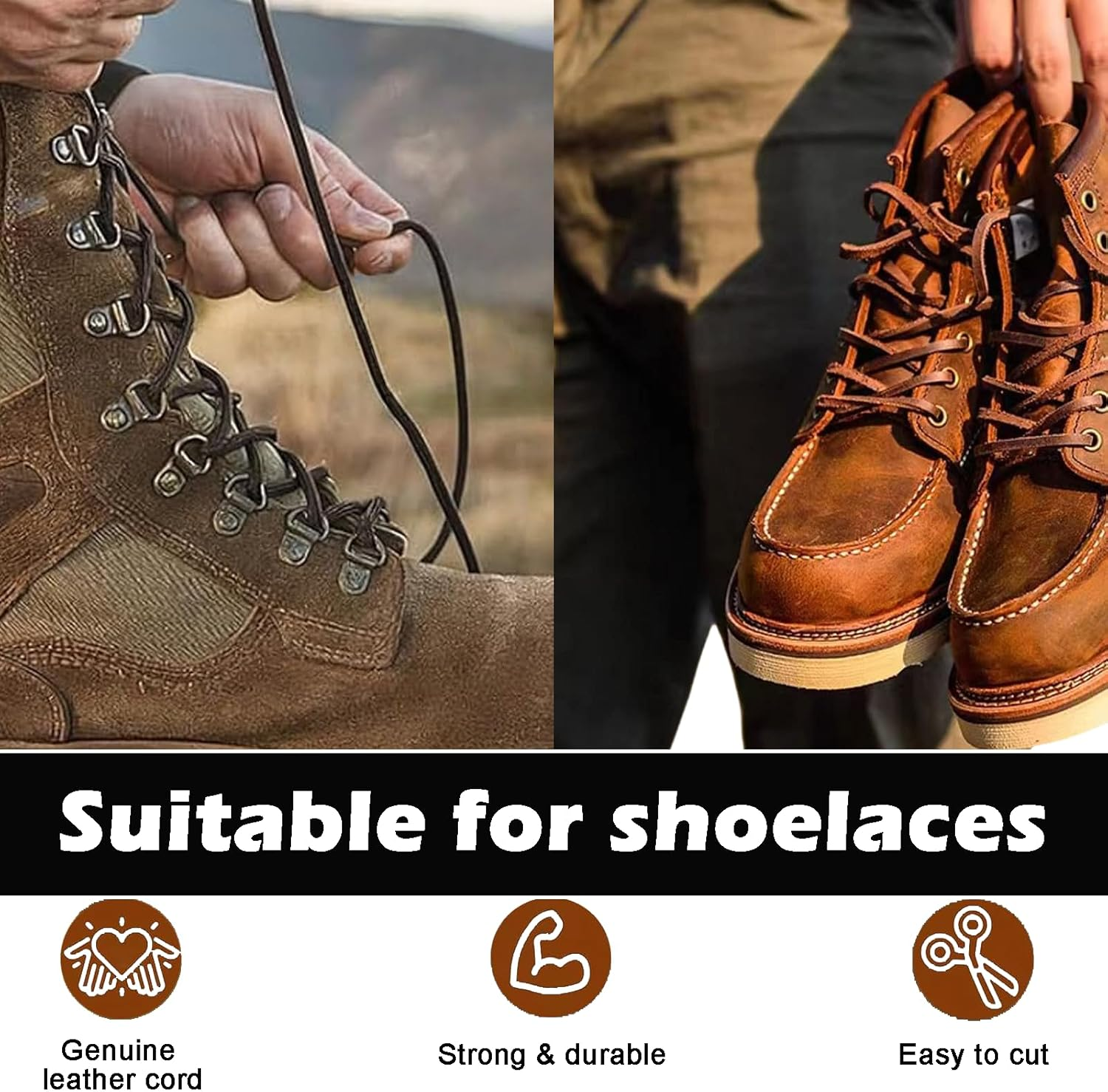 Rylaxzon Leather String for Bracelet Necklace Beading DIY Handmade Crafts, 3Mm Cord for Jewelry Making, Leather Necklace Cord, Garden Tools, Dark Brown for Toys, Woven Bags and DIY Bracelets, Braiding image number 1