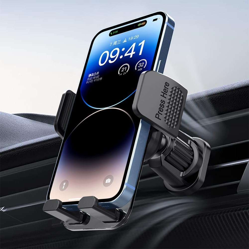 Beleeb Phone Holder Car, 360&deg; Rotation Car Phone Mount Cradle, Ultra Stable Hook Clip Vent Slip - One Button Release Function for Iphone, Galaxy All 4.7''-7.2'' Mobile Phones image number 5