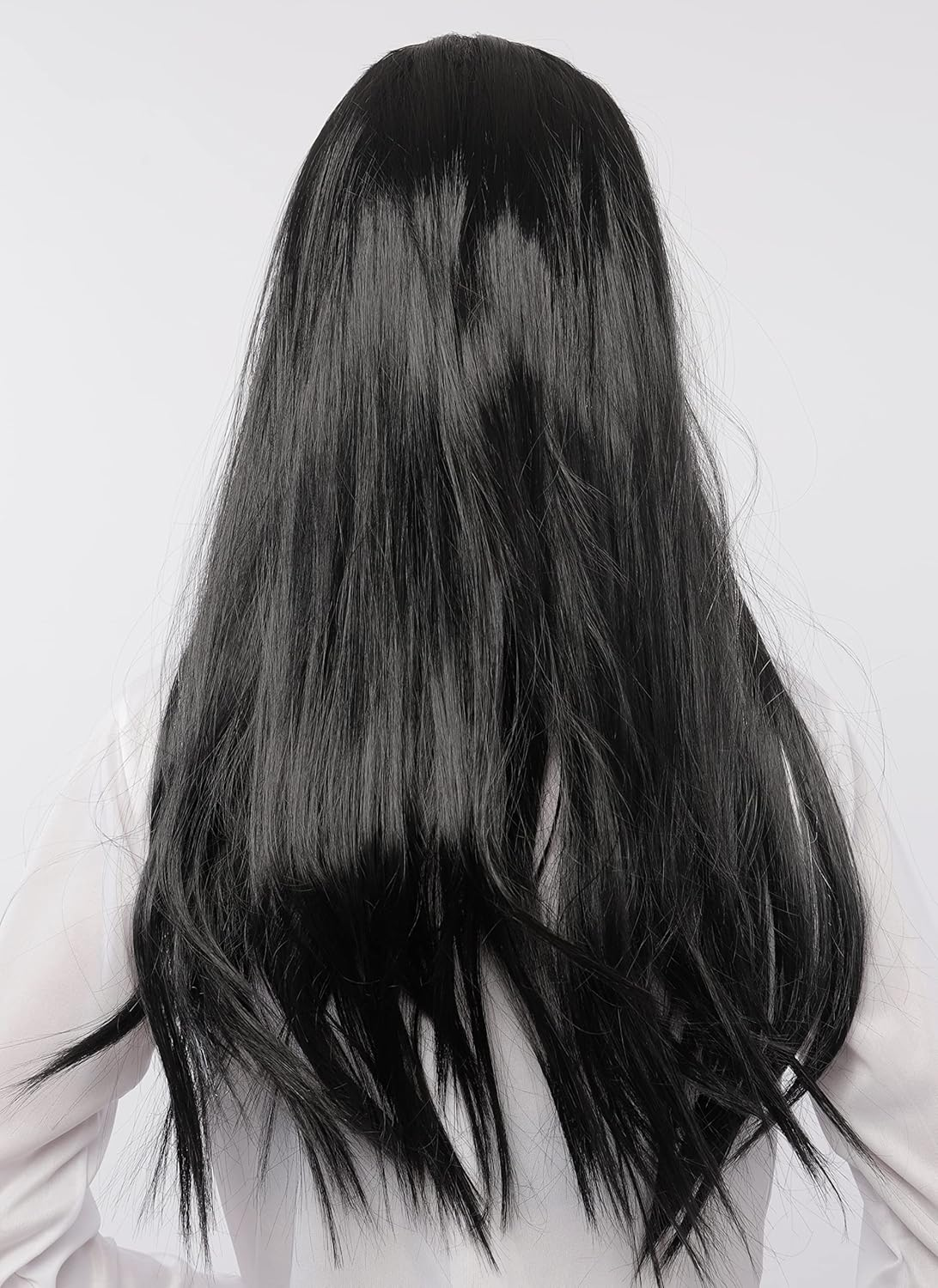 Halloween Vampire Wig for Women Long Straight Hair Cosplay Heat Resistant Synthetic Fiber Js-129-Black/White image number 2