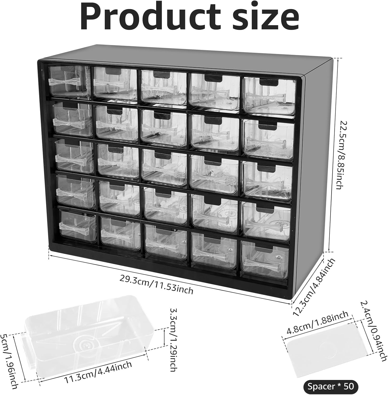 25 Drawers Stackable Organizer Cabinet with 50 Removable Dividers Desk Drawer Organizer Box Stackable Desktop Craft Drawer Cabinet for Hardware Craft 11.5&times;8.9&times;4.8 Inch image number 2